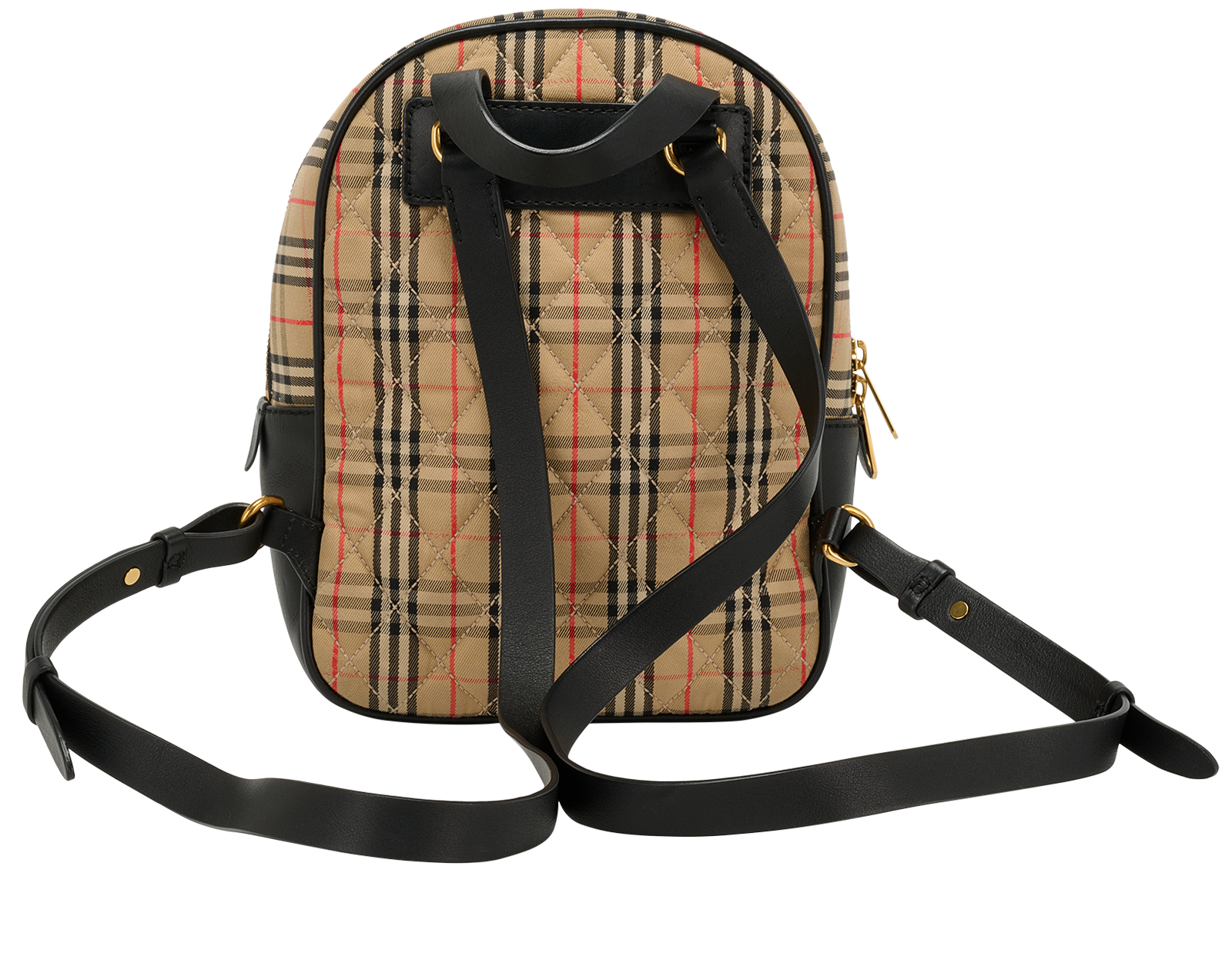 Burberry Check Backpack, &pound;420, Handbags, Beige, Canvas/Leather, Back view